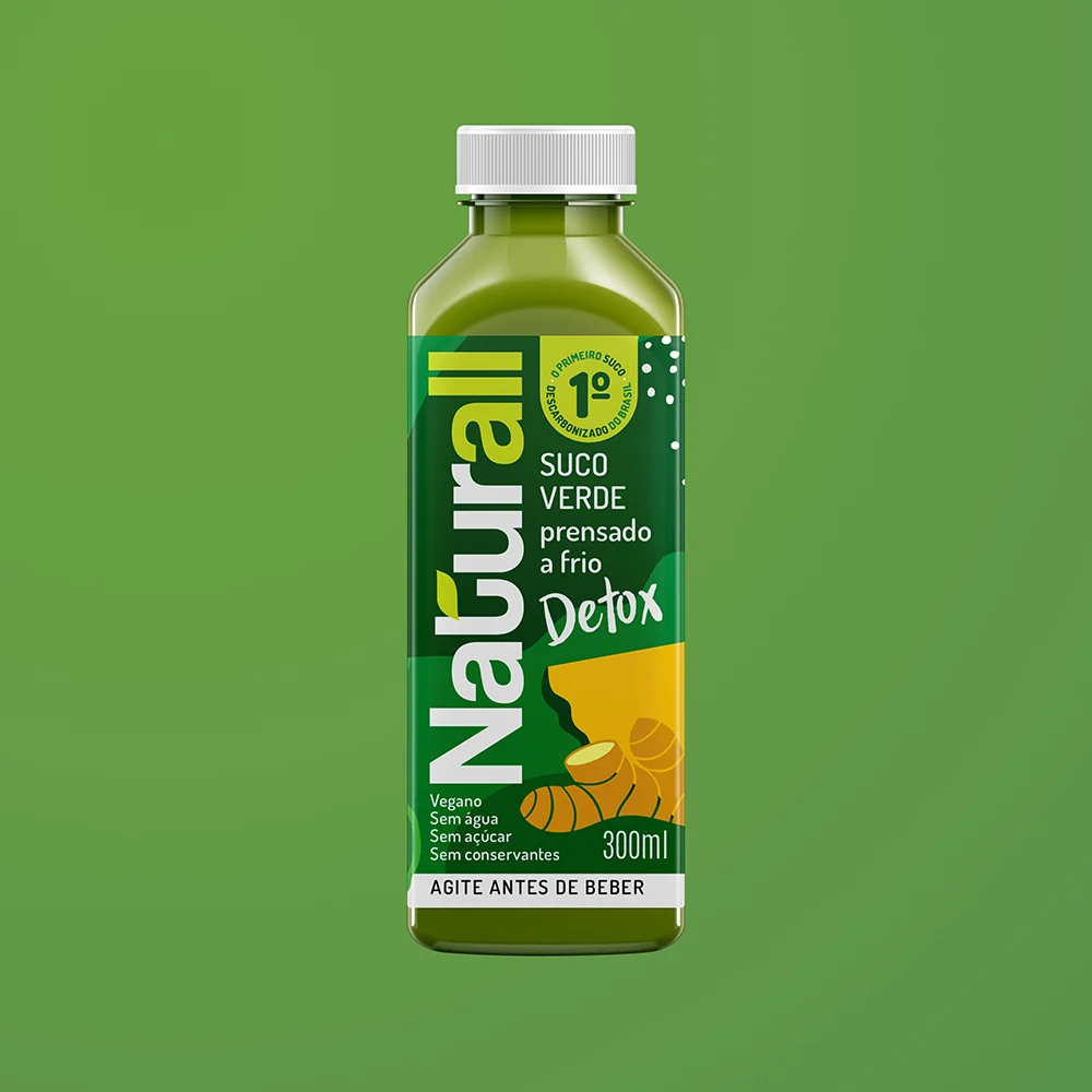 Garrafa de suco verde prensado a frio Naturall – Suco Detox, 300ml